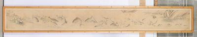 Eccezionale Grande Disegno su Carta con Carpe, Pesci e Granchi, Firmato Jiang Tingxi, Cina, Dinas...