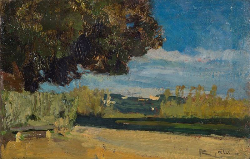 Riccardo Galli (1869-1944) Sentiero con albero  - Asta Dipinti del XIX e XX secolo - Cambi Casa d'Aste