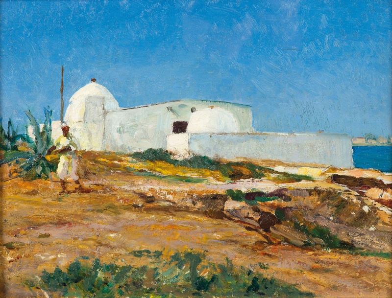 Riccardo Galli (1869-1944) Marabutto alla Marina, Tripoli  - Auction 19th and 20th Century Paintings - Cambi Casa d'Aste