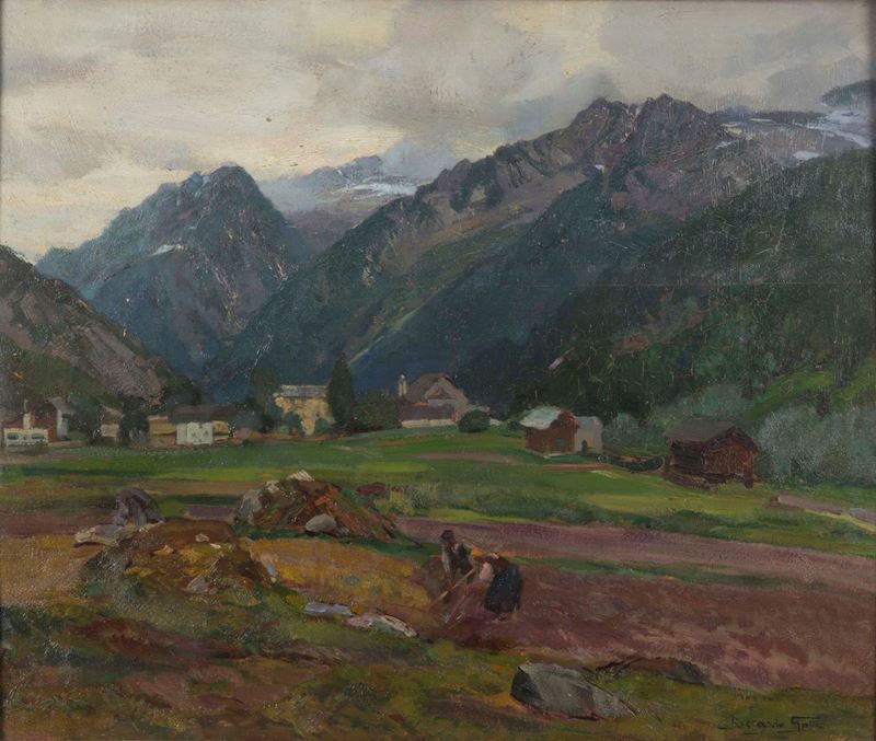 Riccardo Galli (1869-1944) Pace tra i Monti- Valle Anzasca  - Asta Dipinti del XIX e XX secolo - Cambi Casa d'Aste