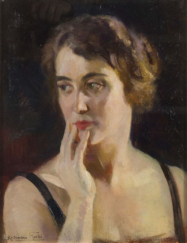 Riccardo Galli (1869-1944) Ritratto femminile con mano