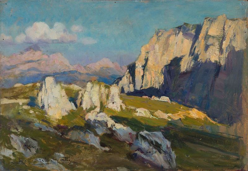 Riccardo Galli (1869-1944) Passo Gardena  - Auction 19th and 20th Century Paintings - Cambi Casa d'Aste