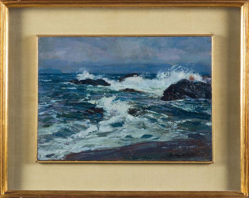 Riccardo Galli (1869-1944) Mare in burrasca  - Auction 19th and 20th Century Paintings - Cambi Casa d'Aste