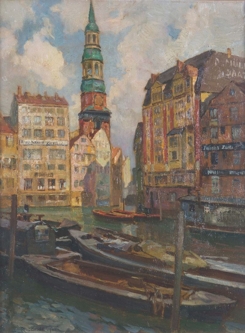 Riccardo Galli (1869-1944) Canale di Asburgo  - Asta Dipinti del XIX e XX secolo - Cambi Casa d'Aste