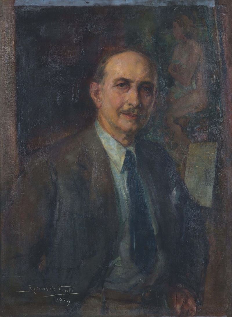Riccardo Galli (1869-1944) Autoritratto  - Asta Dipinti del XIX e XX secolo - Cambi Casa d'Aste