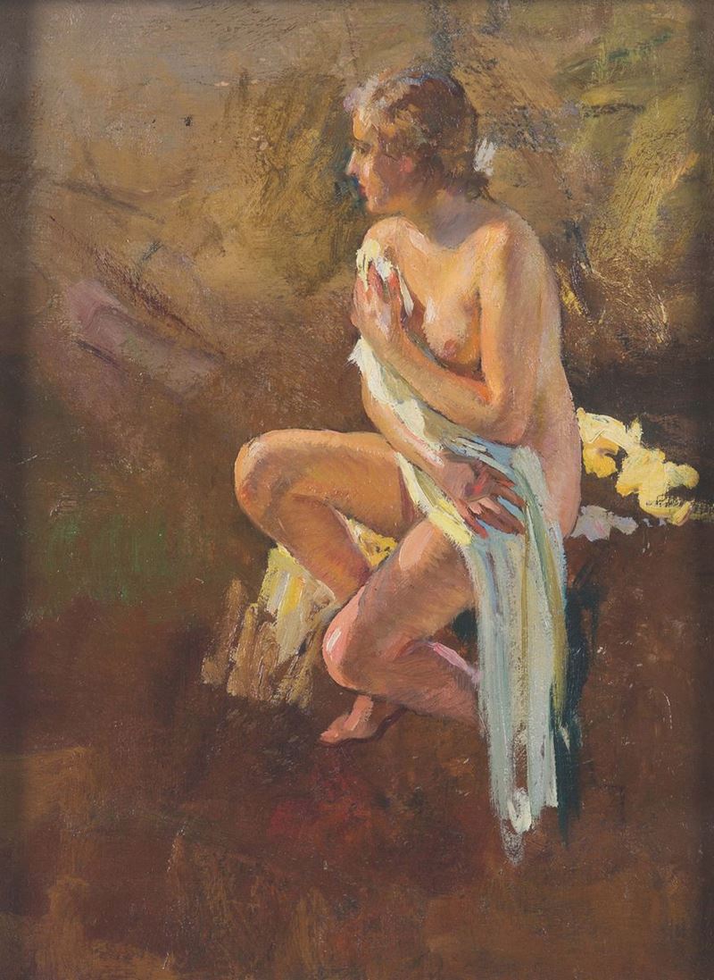 Riccardo Galli (1869-1944) Nudo femminile  - Asta Dipinti del XIX e XX secolo - Cambi Casa d'Aste