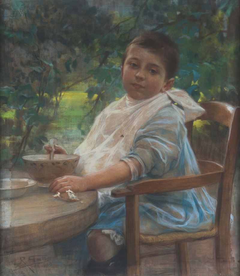 Riccardo Galli (1869-1944) Ritratto del figlio Emilio  - Asta Dipinti del XIX e XX secolo - Cambi Casa d'Aste