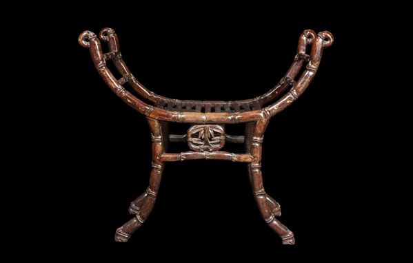 A carved wood bamboo armchair, China, Qing Dynasty, 19th century
