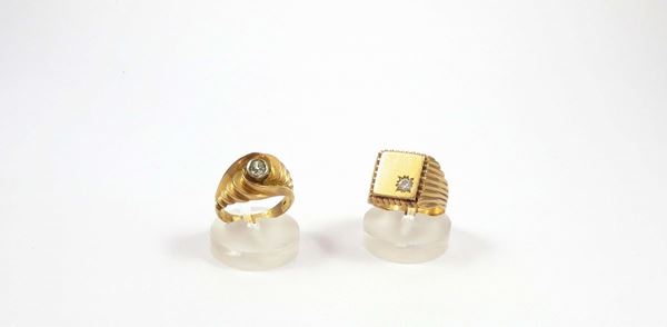 Two gold and dimonds ring
