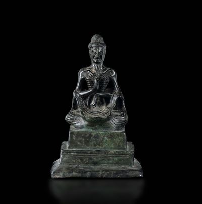 Figura di Luohan in Bronzo, Thailandia, XVII Secolo