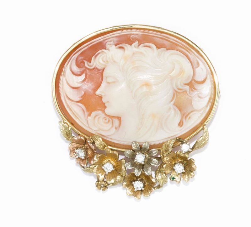 Gold and diamond cameo  - Auction Jewels Timed Auction - Cambi Casa d'Aste