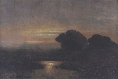 Zolenka Braunerova (1858-1934)paesaggio al Tramonto