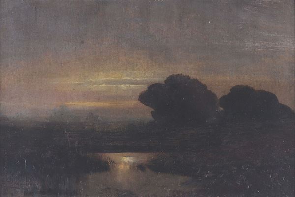 Zolenka Braunerova (1858-1934) Paesaggio al tramonto