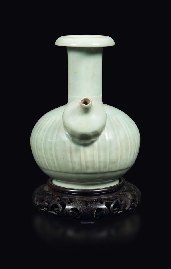A Celdaon ribbed ewer, China, Yuan Dynasty (1279-1368)