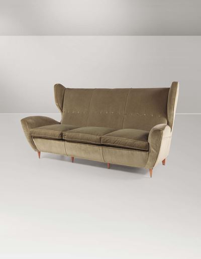 Divano con Struttura in Legno e Rivestimento in Velluto.