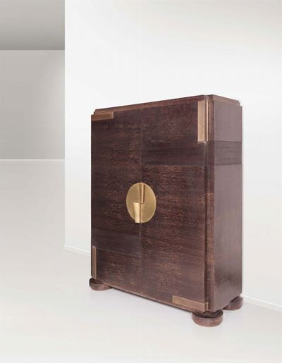 Mobile Contenitore in Legno di Palma con Dettagli in Ottone.