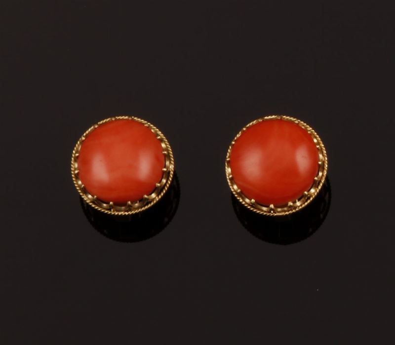 Pair of coral earrings  - Auction Fine Coral Jewels - Cambi Casa d'Aste