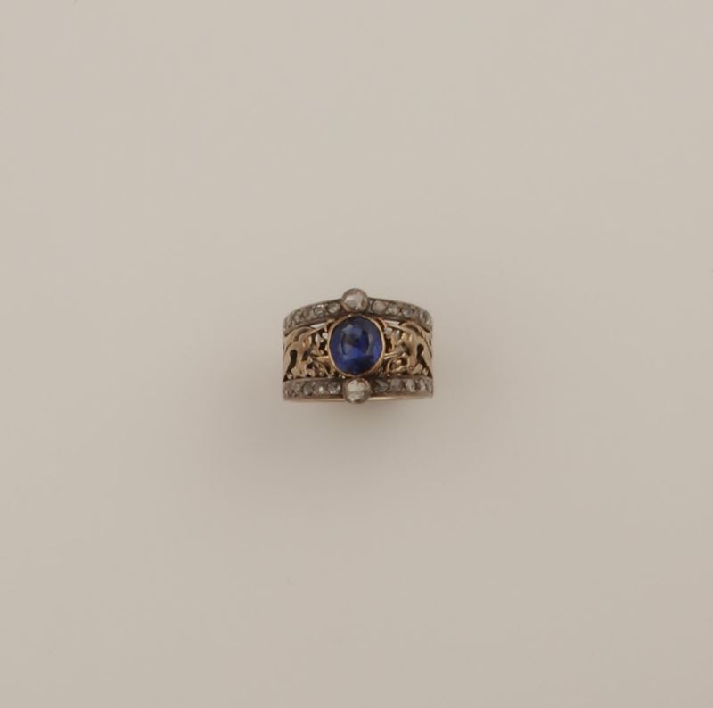 Sapphire, gold and silver ring  - Auction Fine Jewels - II - Cambi Casa d'Aste