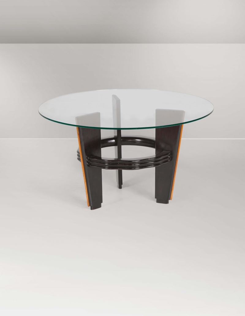 Tavolino in legno ebanizzaro e piano in vetro  - Asta Design - III - Cambi Casa d'Aste