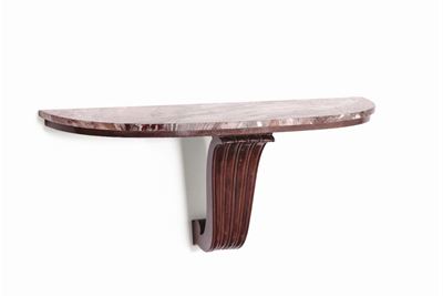 Consolle in Legno Lucido con Piano in Marmo