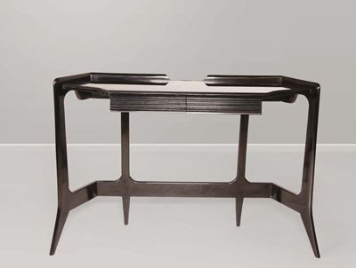 Consolle in Legno con Piano in Vetro Opalino