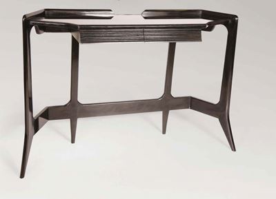 Consolle in Legno con Piano in Vetro Opalino.