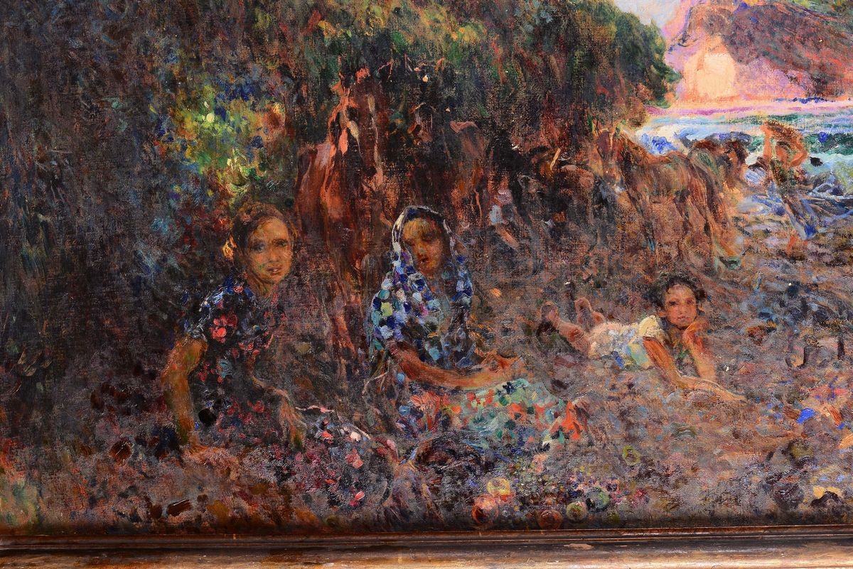 Plinio Nomellini (1866-1943)figure sulla Spiaggia