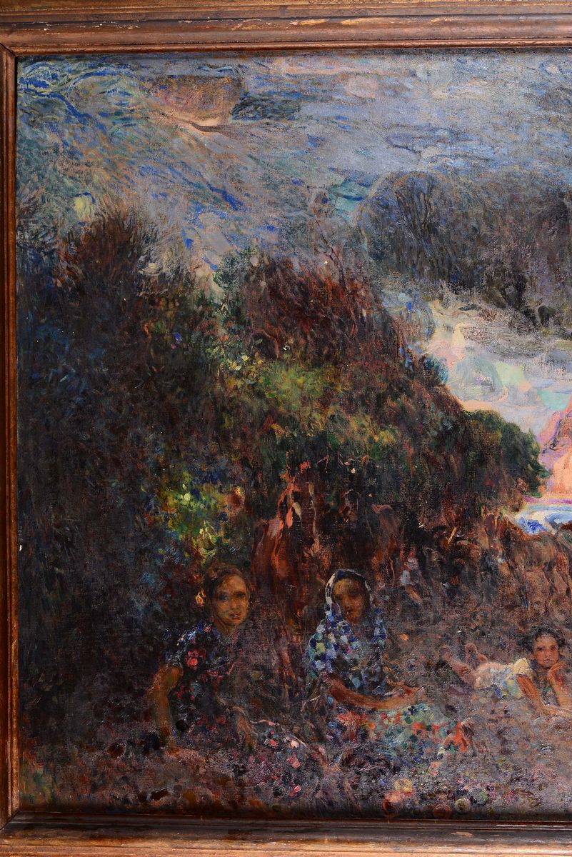 Plinio Nomellini (1866-1943)figure sulla Spiaggia