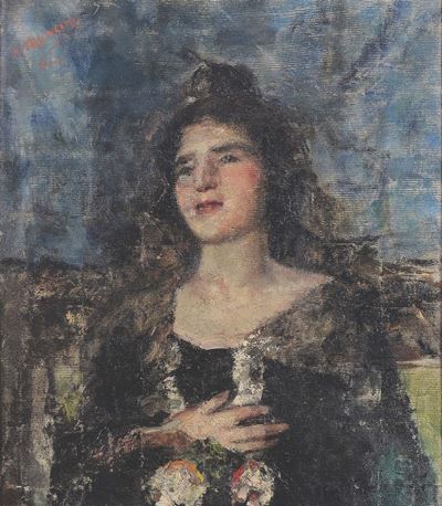 Antonio Mancini (1852-1930), Attribuito Aritratto Femminile