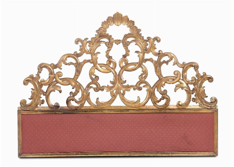 Testata di letto in legno intagliato e dorato, XVIII-XIX secolo  - Asta Antiquariato - II - Cambi Casa d'Aste