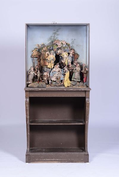 Presepe Composto dalla Sacra Famiglia, Angeli e Numerose Figure di Pastori e Magi, Napoli XVIII-X...