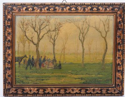 Domenico Quattrociocchi (1874-1941)paesaggio con Figure