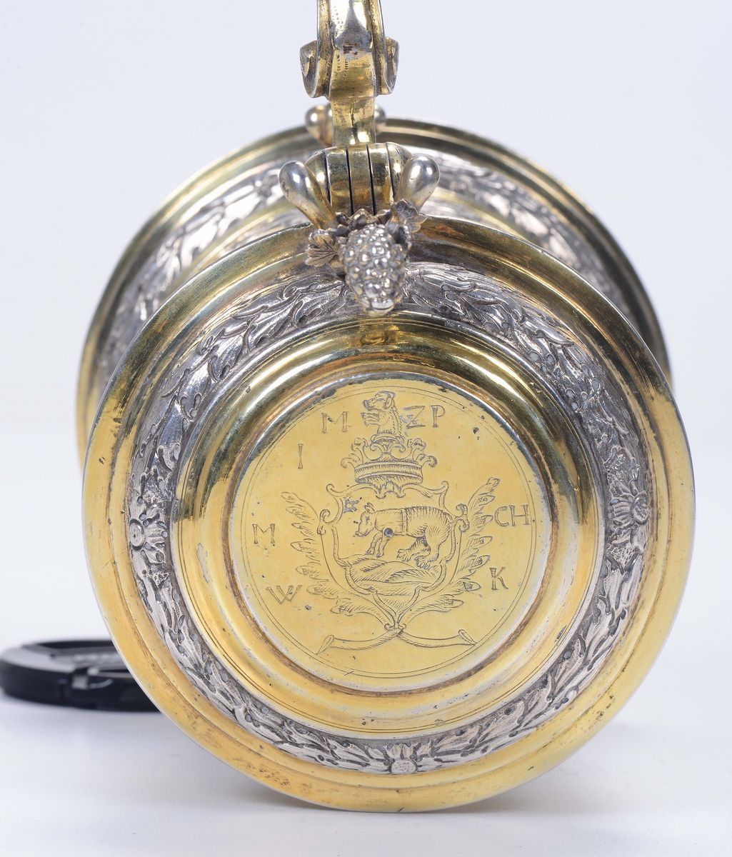 Boccale in Argento Sbalzato, Dorato e Cesellato, Germania (ausburg?) XVII-XVIII Secolo