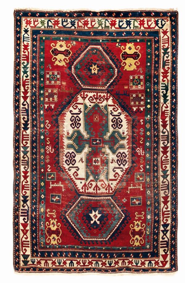 Tappeto caucasico Kazak Lori Pambak, fine XIX secolo