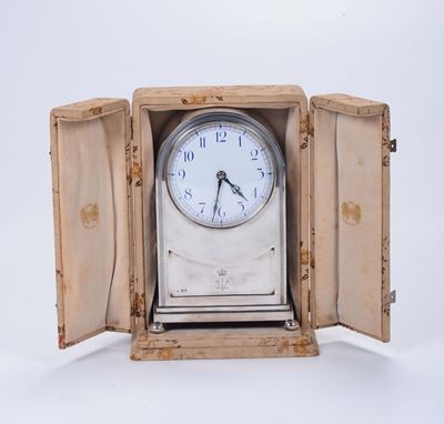 Orologio da Tavola in Argento, Installazione XIX-XX Secolo, Bolli della Città di Londra e Dell’ar...