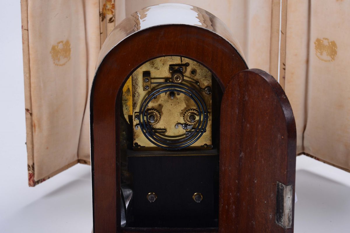 Orologio da Tavola in Argento, Installazione XIX-XX Secolo, Bolli della Città di Londra e Dell’ar...