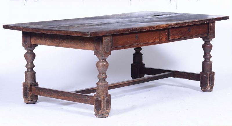 Tavolo a due cassetti, XIX secolo  - Asta Antiquariato - II - Cambi Casa d'Aste