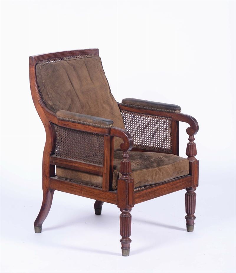 Poltrona in legno e cannetè, XIX secolo  - Auction Antique Online Auction - Cambi Casa d'Aste