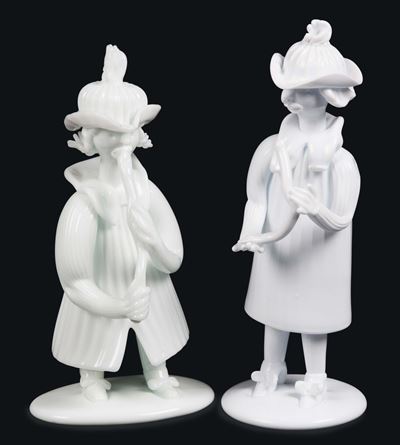 Fulvio Bianconi Venini, Murano, 1957 Ca Due Figurine Serie Grotteschi