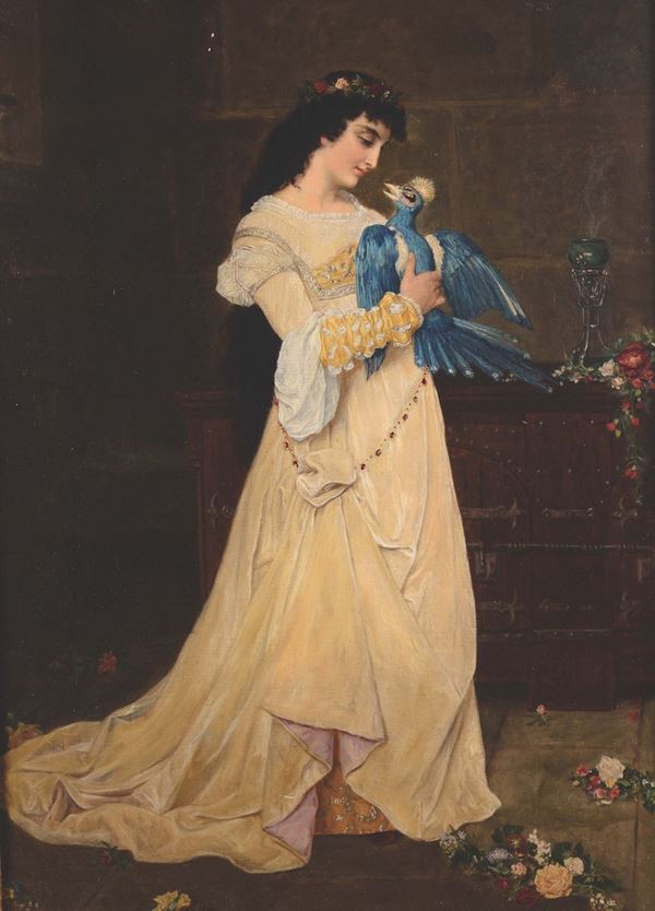 Georges Merle (XIX secolo) Figura femminile con uccello, 1884