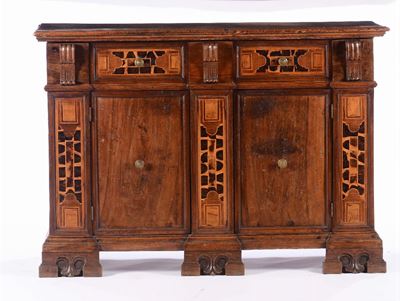 Credenza in Stile a Due Ante e Due Cassetti, XIX Secolo