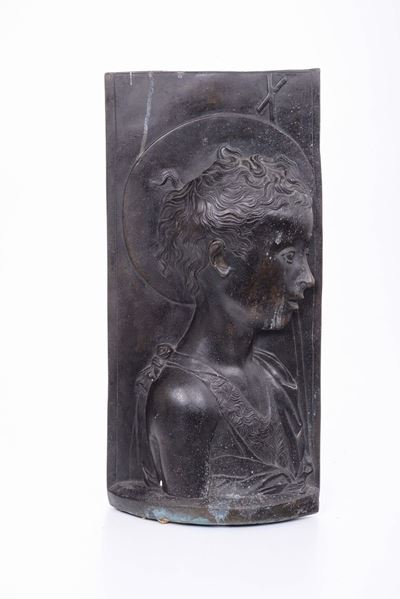 Bassorilievo in Metallo Sbalzato con Profilo di Santo, XX Secolo