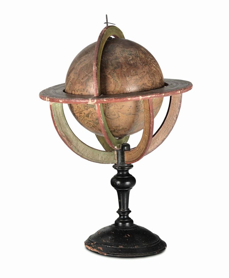 Globo terrestre da tavolo in legno e carta, Italia XIX secolo  - Asta Antiquariato - II - Cambi Casa d'Aste