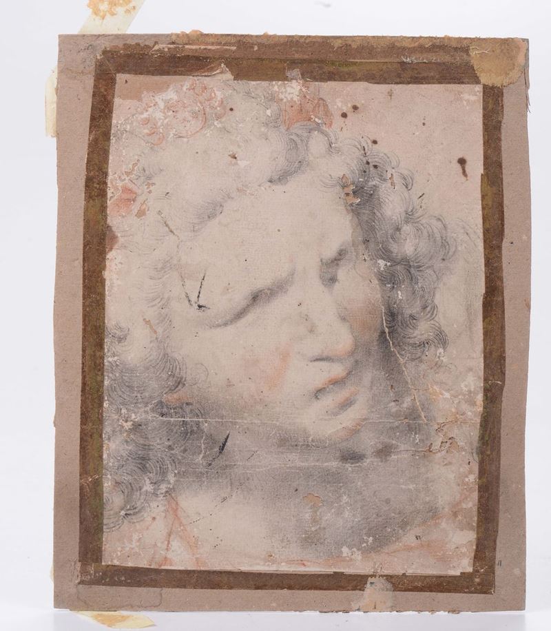 Scuola Lombarda del XVI secolo Studio di testa maschile  - Asta Antiquariato - II - Cambi Casa d'Aste