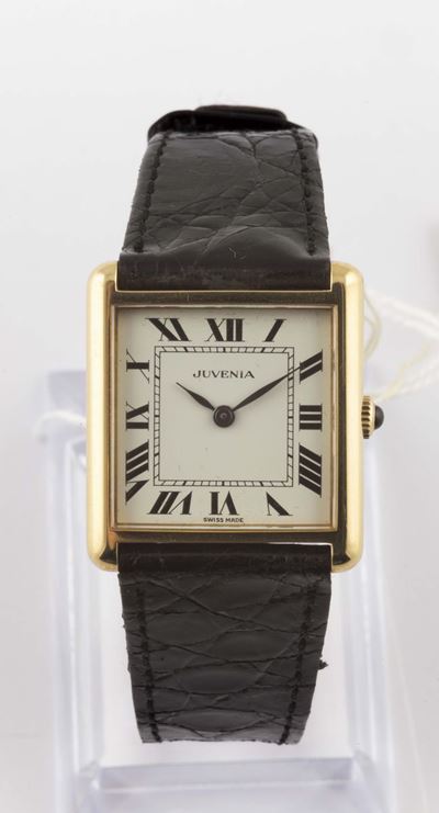 Juvenia, Orologio da Polso, da Donna, di Forma Quadrata, in Oro Giallo 18k, a Carica Manuale. Acc...