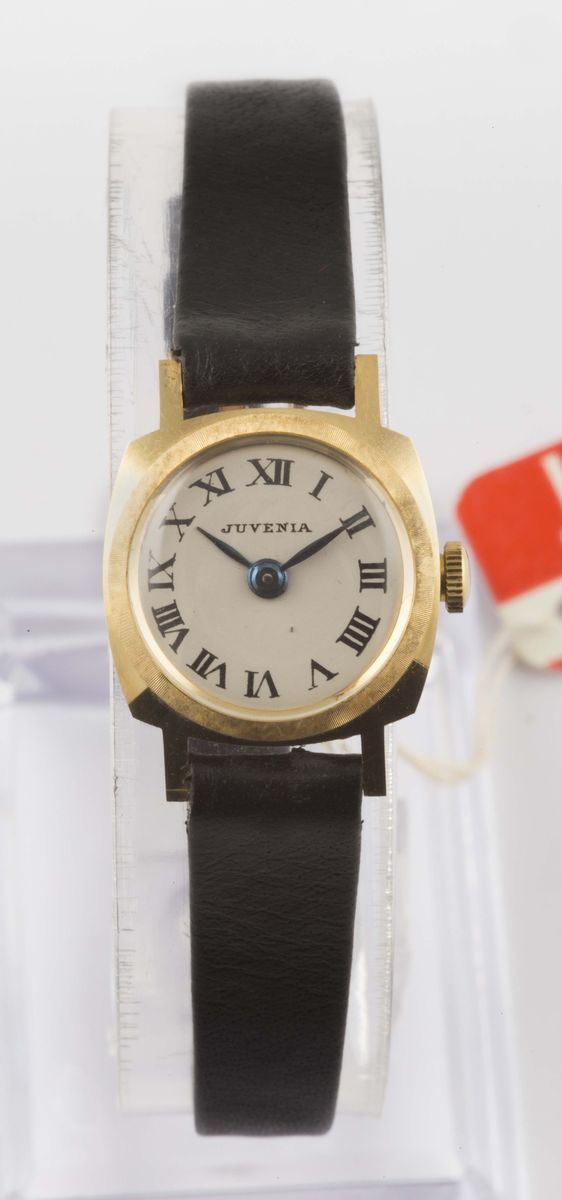 JUVENIA, orologio da polso, da donna, in oro giallo 18K, a carica manuale. Accompagnato da scatola e Garanzia. Realizzato nel 1960 circa  - Auction Watches and Pocket Watches - Cambi Casa d'Aste