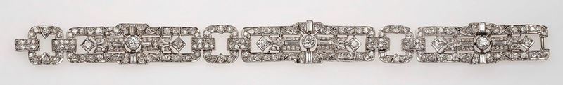 Old-cut diamond and platinum bracelet  - Auction Fine Jewels - II - Cambi Casa d'Aste