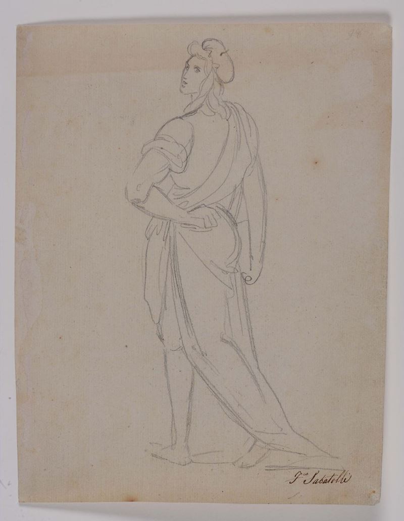 Francesco Sabatelli (1803-1829) Studio di figura  - Asta Disegni Antichi - II - Cambi Casa d'Aste