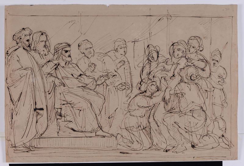 Vincenzo Camuccini (1771-1844) attribuito a Scena biblica  - Asta Disegni Antichi - II - Cambi Casa d'Aste