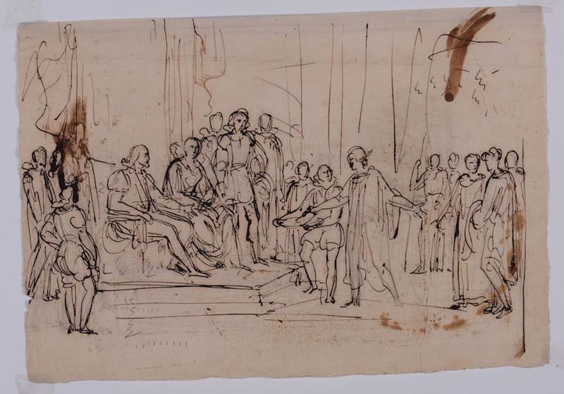Scuola Neoclassica dell'inizio del XIX secolo Scena storica  - Auction Old Masters Drawings - II - Cambi Casa d'Aste